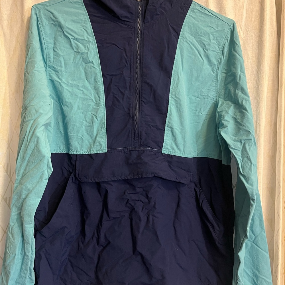 Navy and Light Blue Hooded Windbreaker